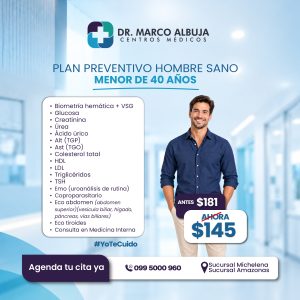 PAQUETE PREVENTIVO HOMBRE SANO MENOR DE 40 AÑOS